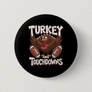 Turkey And Touchdowns Football Thanksgiving 6 Cm Round Badge