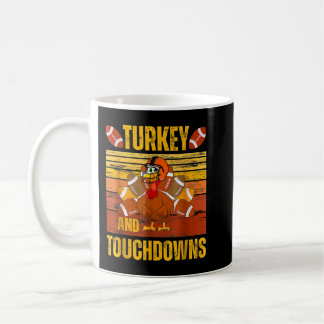 Turkey And Touchdowns Football Thanksgiving Men Wo Coffee Mug