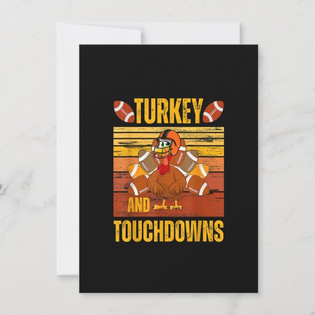 Turkey And Touchdowns Football Thanksgiving Men Wo Invitation (Front)