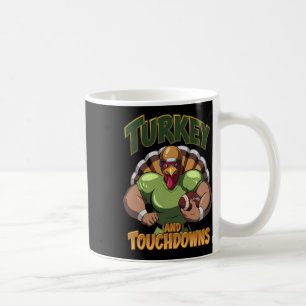 Turkey And Touchdowns Footll Thanksgiving Game Day Coffee Mug