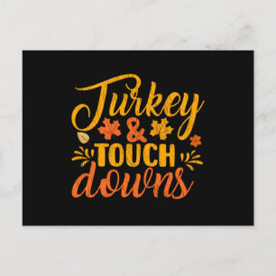Turkey and Touchdowns Funny Thanksgiving Football Postcard
