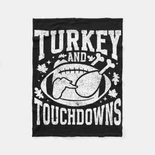 Turkey And Touchdowns Funny Thanksgiving Footll Me Fleece Blanket