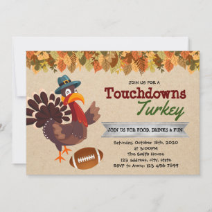 Turkey and Touchdowns party invitation
