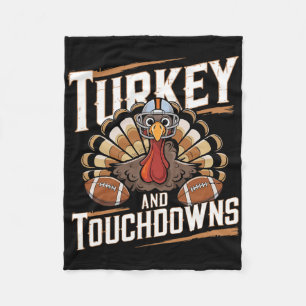 Turkey And Touchdowns Thanksgiving American Footba Fleece Blanket