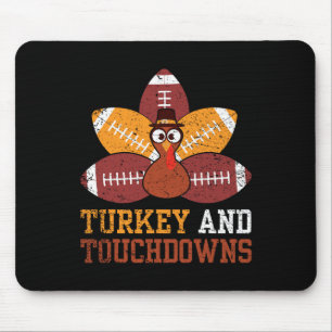 Turkey And Touchdowns Thanksgiving Football Kids T Mouse Pad