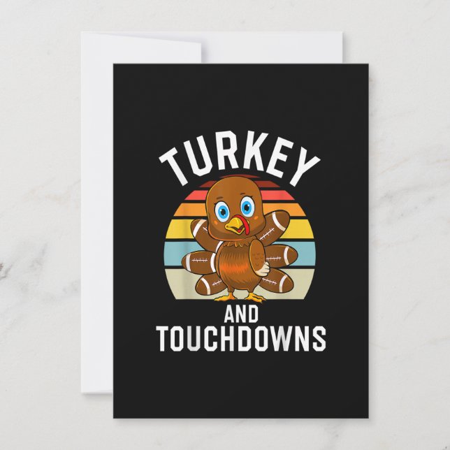 Turkey and Touchdowns Thanksgiving Football Men Wo Invitation (Front)