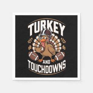 Turkey And Touchdowns Thanksgiving Football Napkin