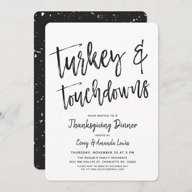 Turkey and Touchdowns | Thanksgiving Party Invitation (Front/Back)