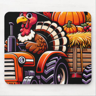 Turkey And Tractors Boys Kids Girls Thanksgiving H Mouse Pad