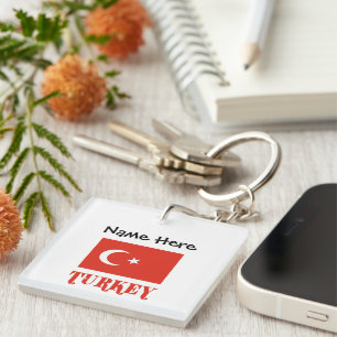 Turkey and Turkish Flag Personalised  Key Ring