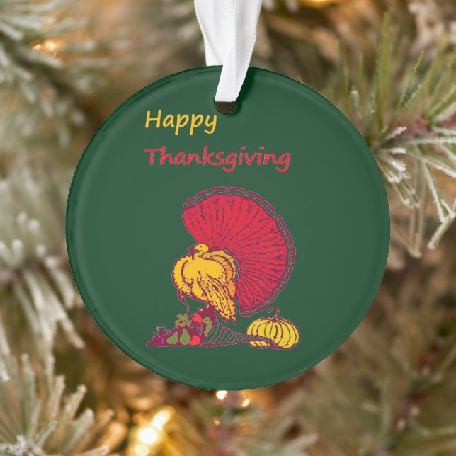 Turkey and veggies happy Thanksgiving green Ornament (Tree)