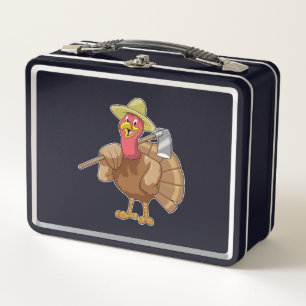 Turkey as Farmer Metal Lunch Box
