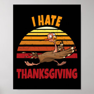 Turkey Autumn Fall Pumpkin Funny Thanksgiving Day Poster