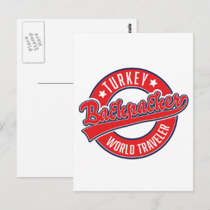 Turkey backpacker world traveller retro logo. postcard