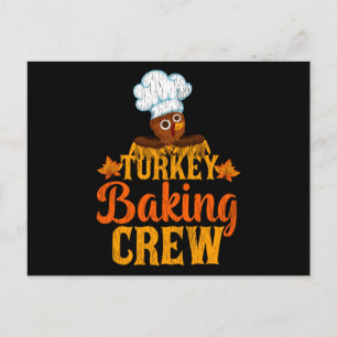 Turkey Baking Crew Funny Thanksgiving Chef Gift Postcard