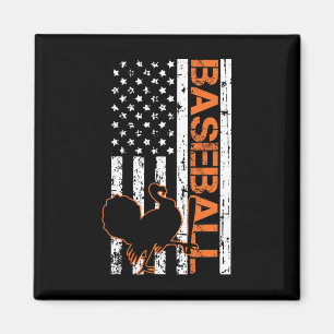 Turkey Baseball American Flag Thanksgiving Day Spo Magnet