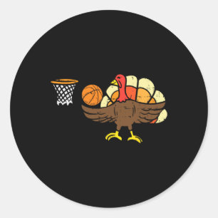 Turkey Basketball Fun Thanksgiving Player Men Wome Classic Round Sticker