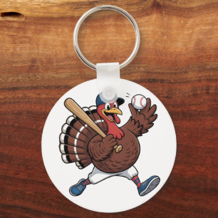 Turkey Batter Baseball Baseball Game Baseball Key Ring
