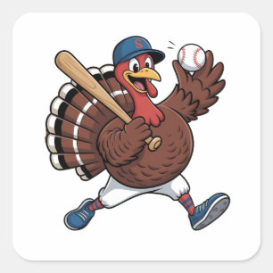 Turkey Batter Baseball Baseball Game Baseball Square Sticker