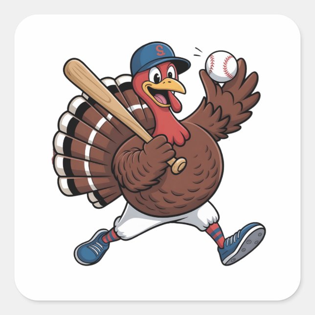 Turkey Batter Baseball Baseball Game Baseball  Square Sticker (Front)