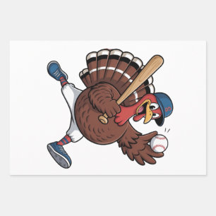 Turkey Batter Baseball Baseball Game Baseball  Wrapping Paper Sheet