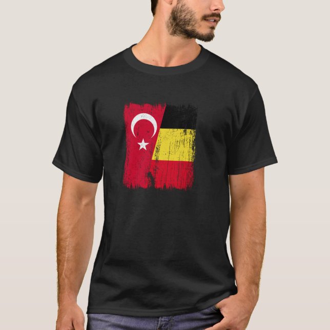Turkey Belgium Half Flag Turkish Belgian Jersey Pu T-Shirt (Front)