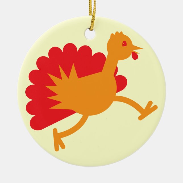 Turkey bird on the run! ceramic tree decoration (Front)