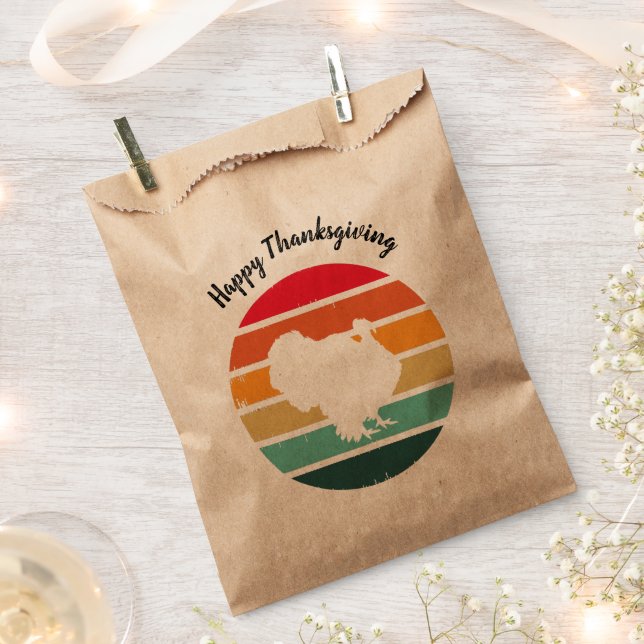 Turkey Bird Thanksgiving Distressed Vintage Sunset Favour Bag (Clipped)
