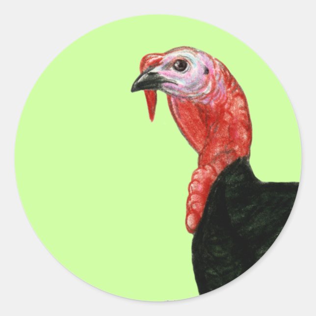 Turkey:  Black Tom Head Classic Round Sticker (Front)