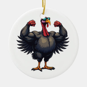 Turkey Bodybuilding Thanksgiving Day Gym Workout   Ceramic Ornament