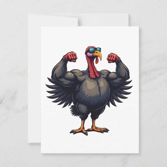 Turkey Bodybuilding Thanksgiving Day Gym Workout   Holiday Card (Front)