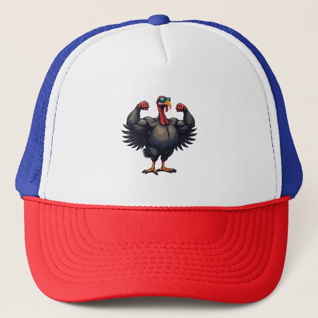 Turkey Bodybuilding Thanksgiving Day Gym Workout   Trucker Hat (Front)