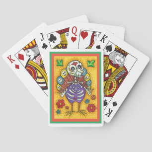 TURKEY BONES COLORFUL FOLK THANKSGIVING BIRD SKULL PLAYING CARDS