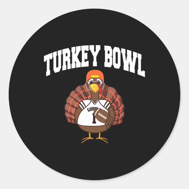 Turkey Bowl Thanksgiving Funny Football Game Gift  Classic Round Sticker (Front)