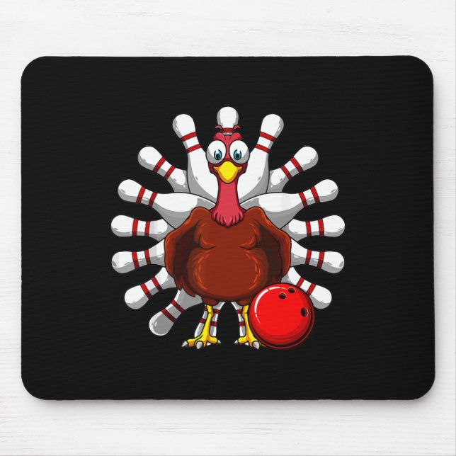 Turkey Bowling Players Bowlers Fall Vibes Thanksgi Mouse Pad (Front)