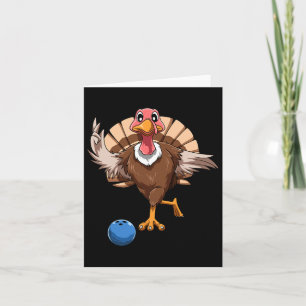 Turkey Bowling Thanksgiving Turkey Playing Bowling Card