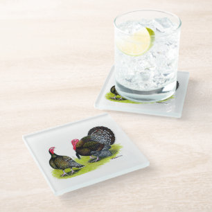Turkey Broad Breasted Bronze Glass Coaster