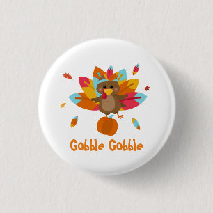 Turkey button Thanksgiving button Fall theme