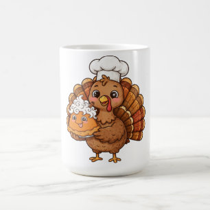 Turkey Chef Pumpkin Pie Thanksgiving Coffee Mug