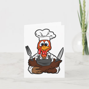 Turkey Chef Thanksgiving Day Funny Cook Culinary F Card