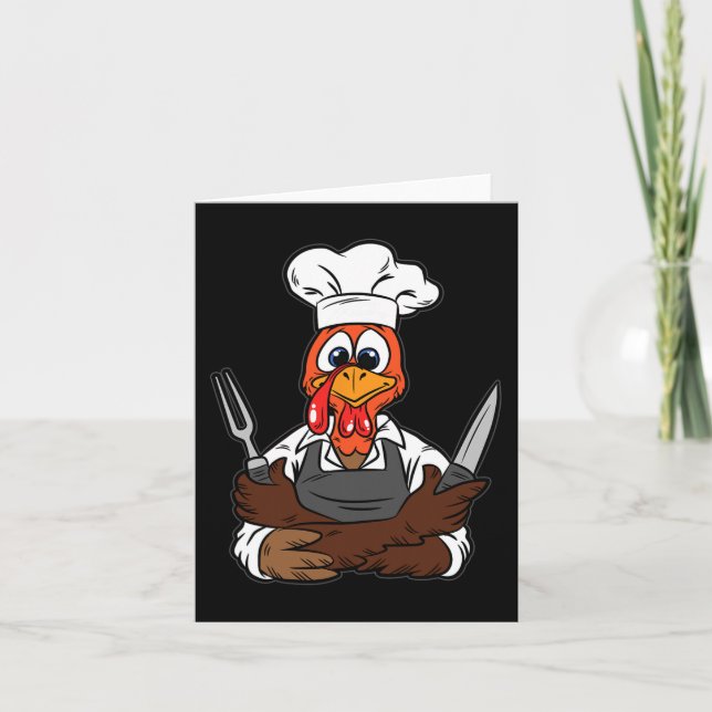 Turkey Chef Thanksgiving Day Funny Cook Culinary F Card (Front)