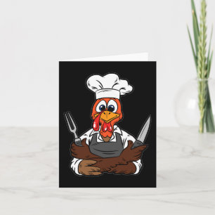 Turkey Chef Thanksgiving Day Funny Cook Culinary F Card