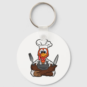 Turkey Chef Thanksgiving Day Funny Cook Culinary F Key Ring