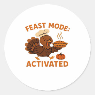 Turkey Chef with Pumpkin Pie Oversized T-Shirt.png Classic Round Sticker