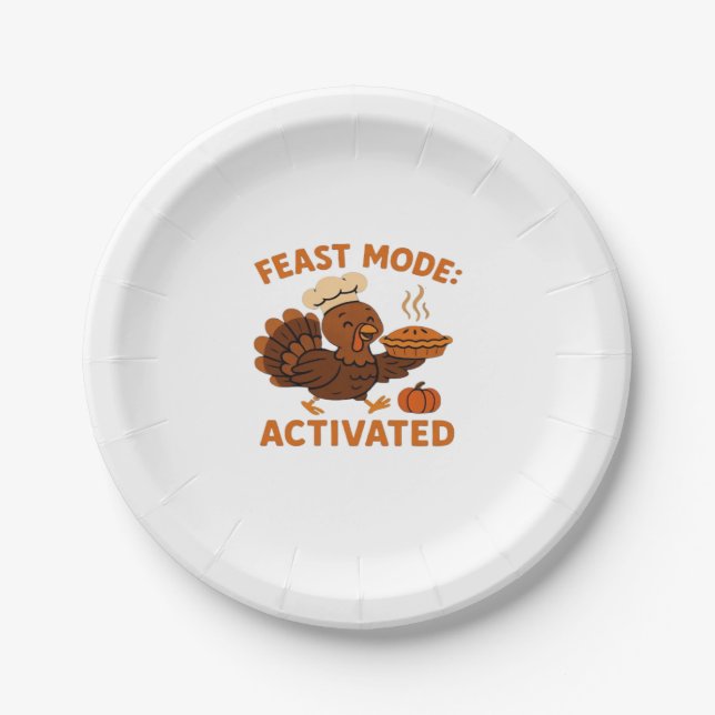 Turkey Chef with Pumpkin Pie Oversized T-Shirt.png Paper Plate (Front)