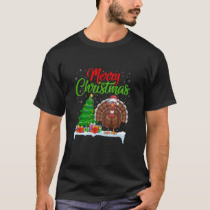 Turkey Christmas Tree Lights Funny Xmas Turkey Lov T-Shirt