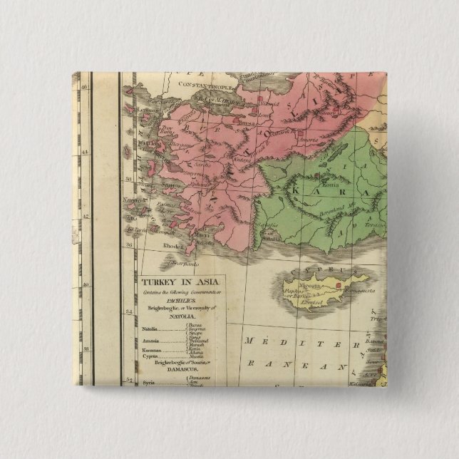 Turkey Chronological Map 15 Cm Square Badge (Front)