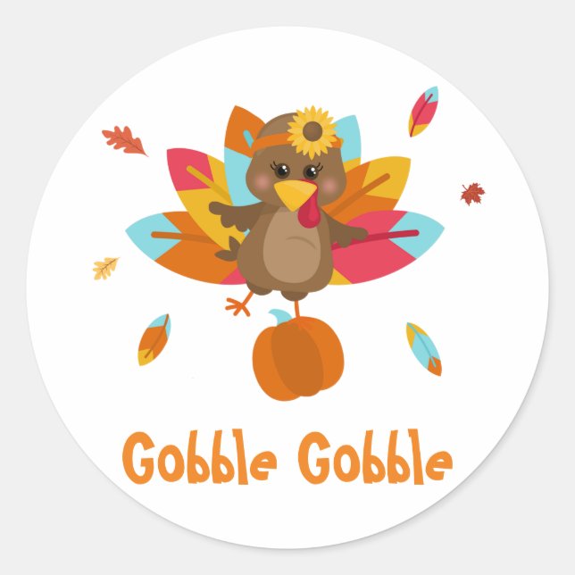 Turkey classic round sticker Fall Turkey sticker (Front)