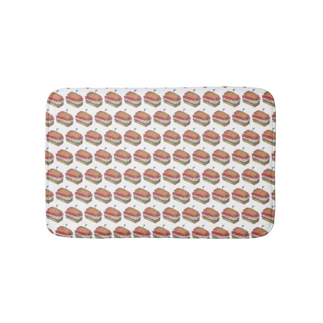 Turkey Club Sandwich Restaurant Diner Foodie Food Bath Mat (Front)