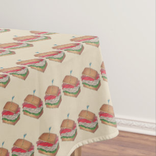 Turkey Club Sandwich Restaurant Diner Foodie Food Tablecloth